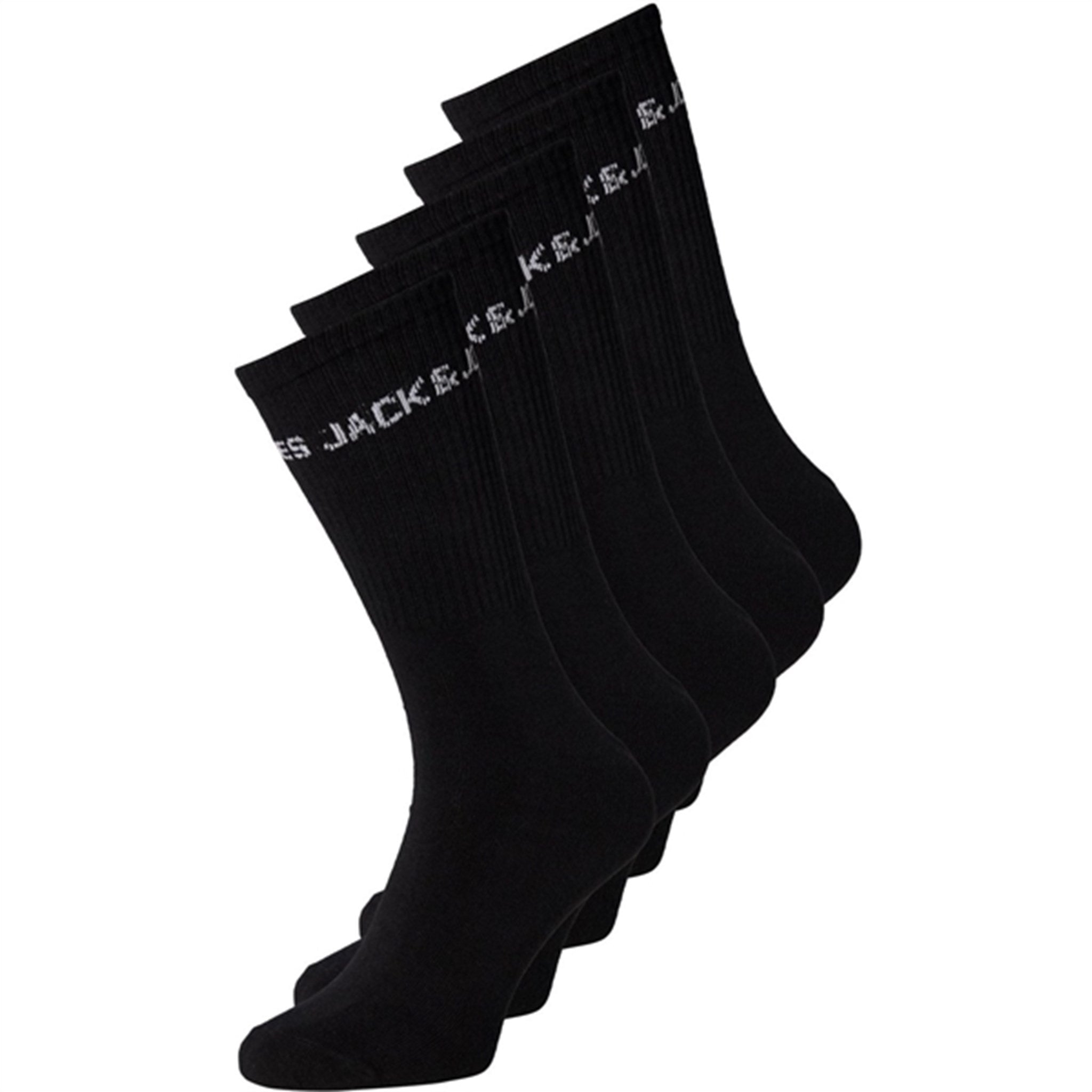 Jack & Jones Junior Black Basic Logo Tennis Strømper 5-pak Noos 2