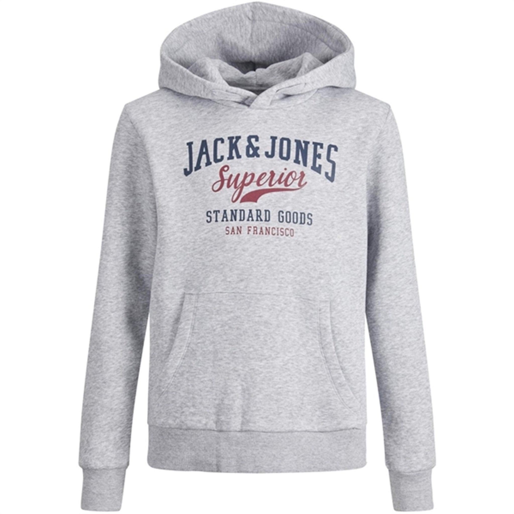 Jack & Jones Junior Light Grey Melange Logo Sweat Hoodie Noos