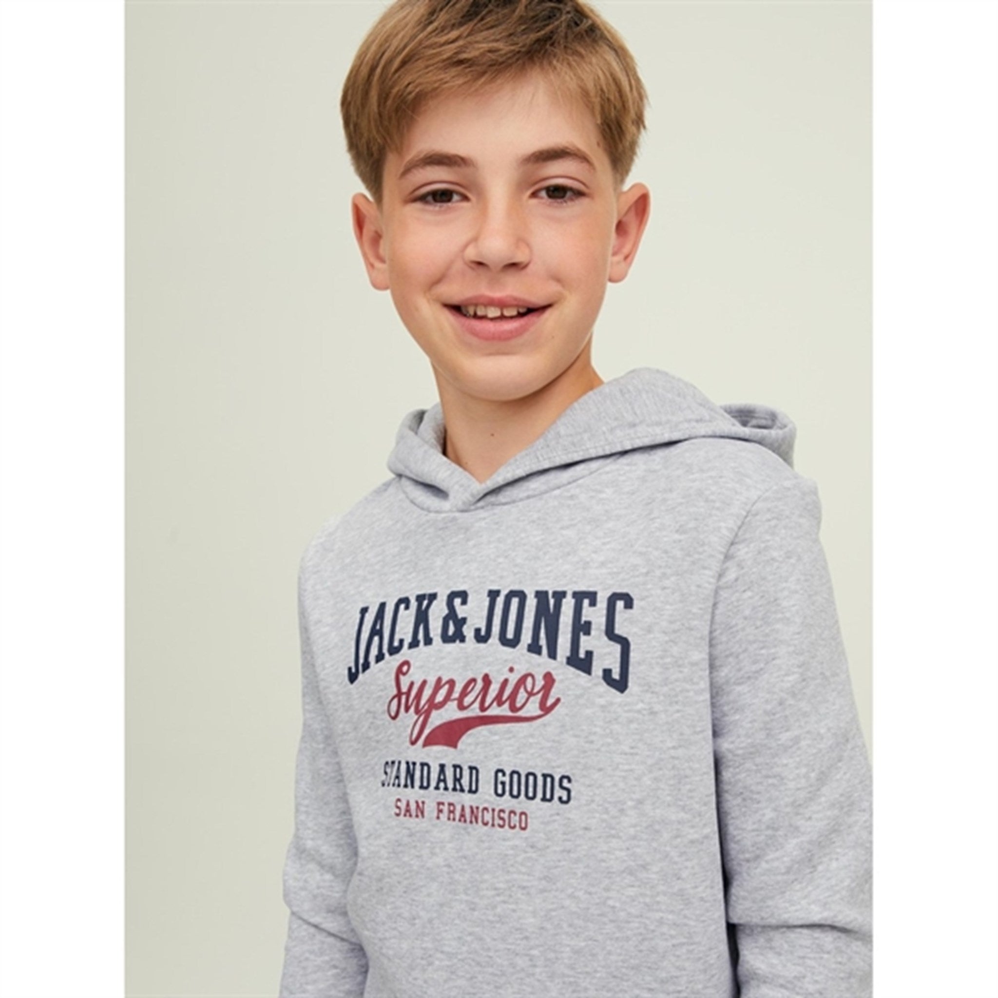 Jack & Jones Junior Light Grey Melange Logo Sweat Hoodie Noos 5