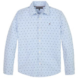 Tommy Hilfiger Mini Print Oxford Skjorte Shoreside Blue