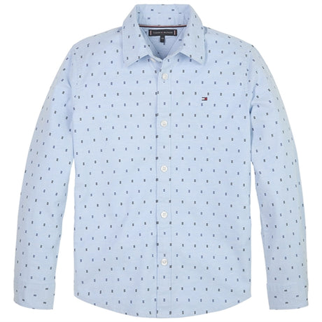 Tommy Hilfiger Mini Print Oxford Skjorte Shoreside Blue