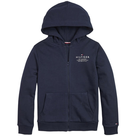 Tommy Hilfiger Logo Hoodie med Lynlås Desert Sky