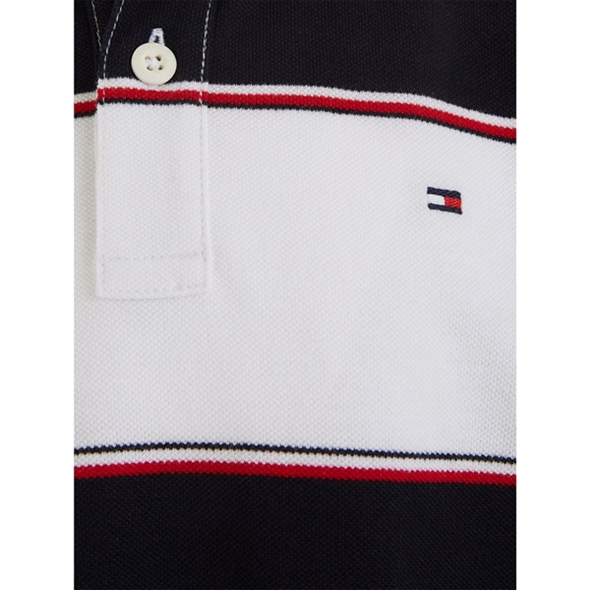Tommy Hilfiger Global Rugby Stripe Polo T-Shirt White/Blue Stripe 4