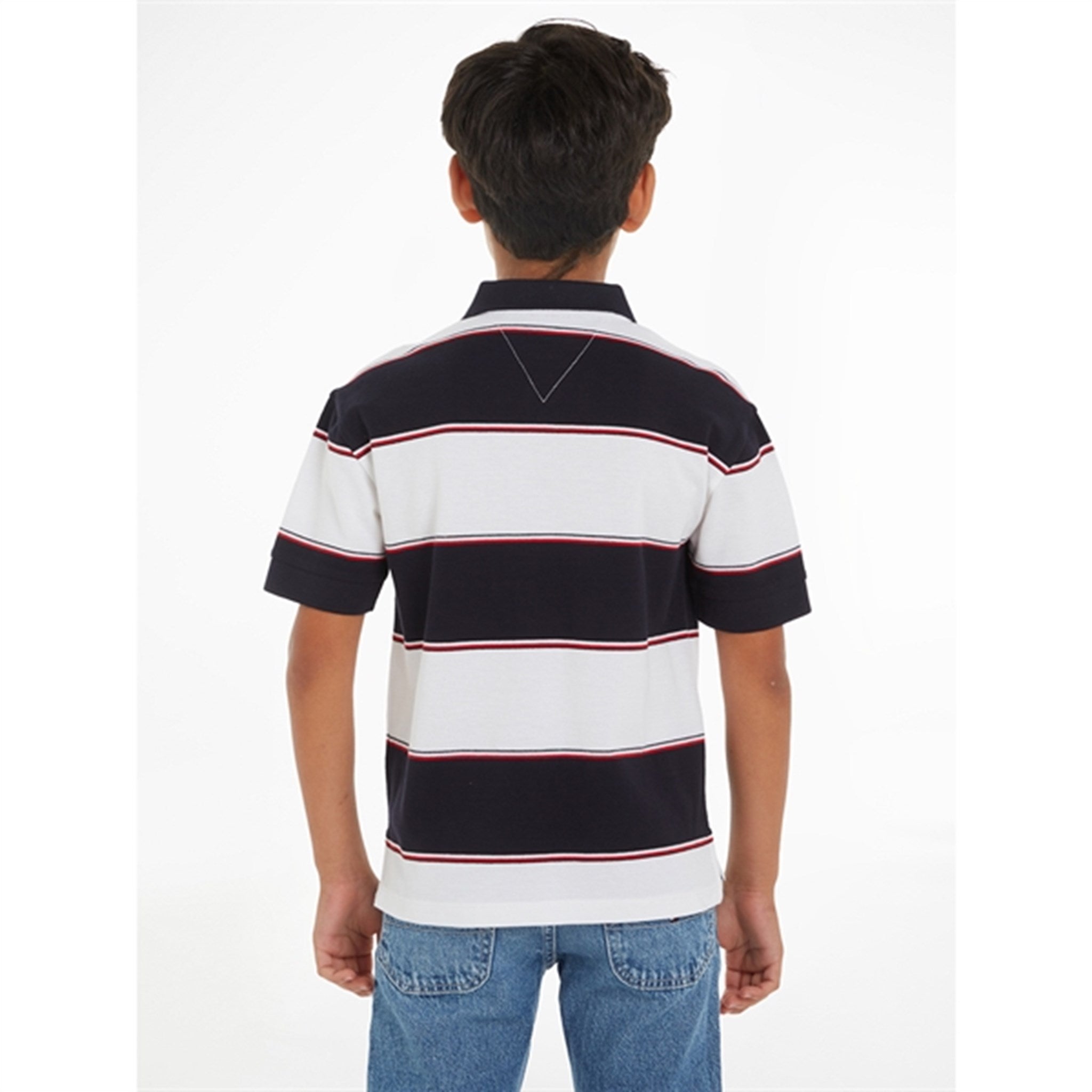 Tommy Hilfiger Global Rugby Stripe Polo T-Shirt White/Blue Stripe 5