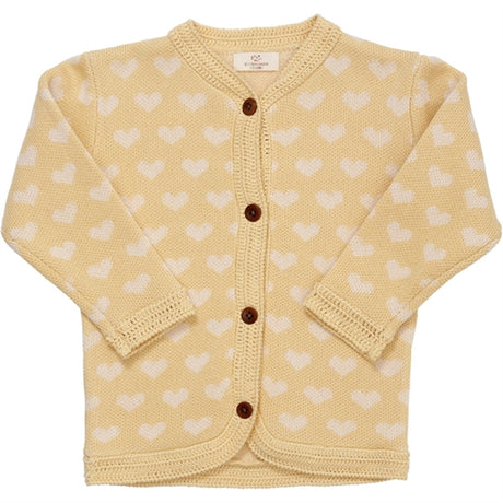 Copenhagen Colors Pale Yellow/Cream Comb. Strik Cardigan m. Hjerter