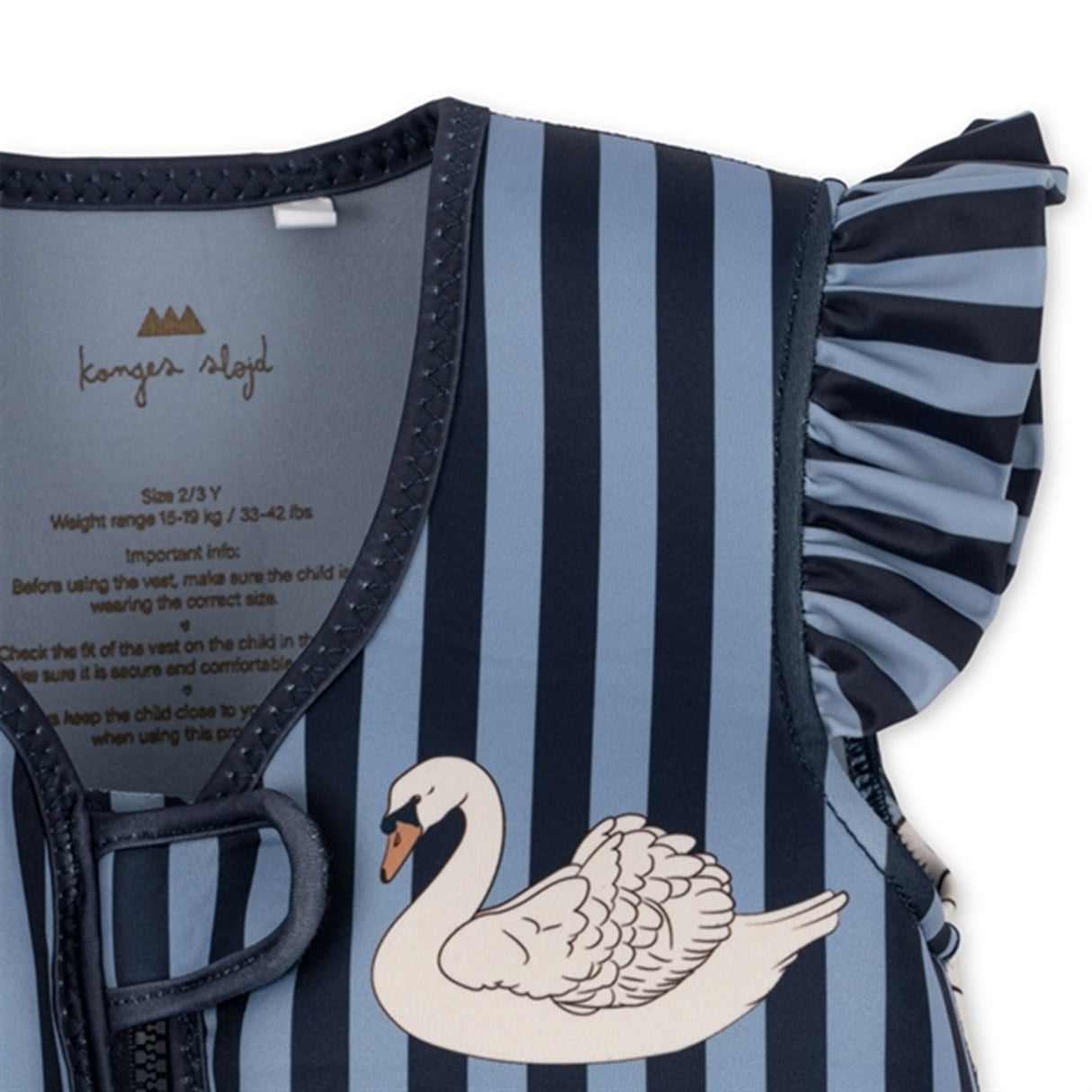 Konges Sløjd Neopren Frill Svømmevest Swan Stripe 3