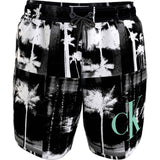 Calvin Klein Medium Drawstring Badehorts Ck Palm Black Aop