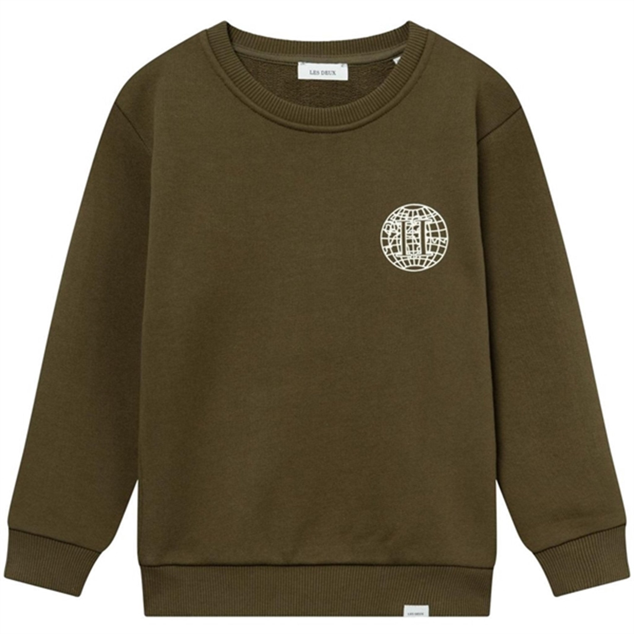 Les Deux Kids Olive Night/Ivory Globe Sweatshirt