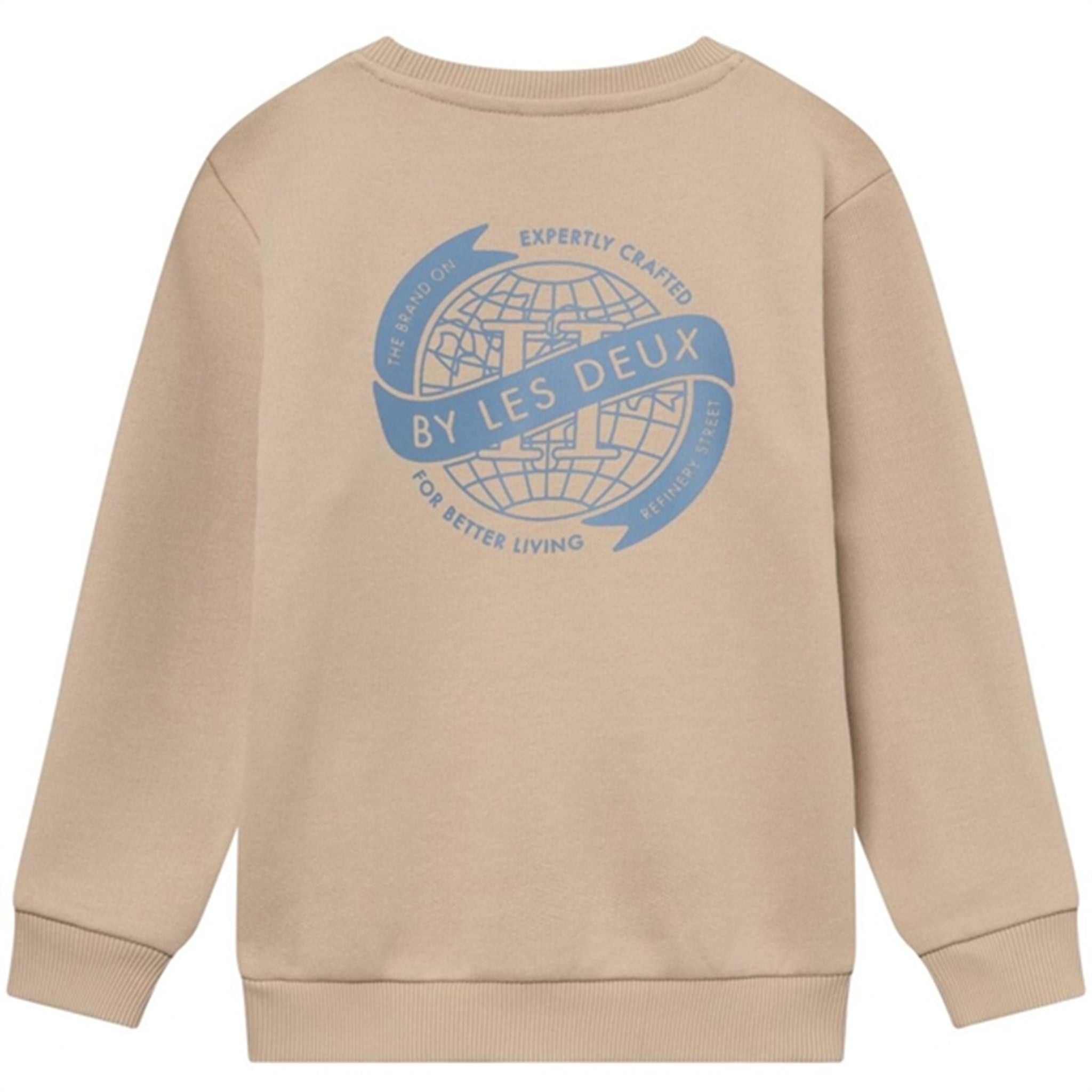 Les Deux Kids Light Desert Sand/Washed Denim Blue Globe Sweatshirt 4
