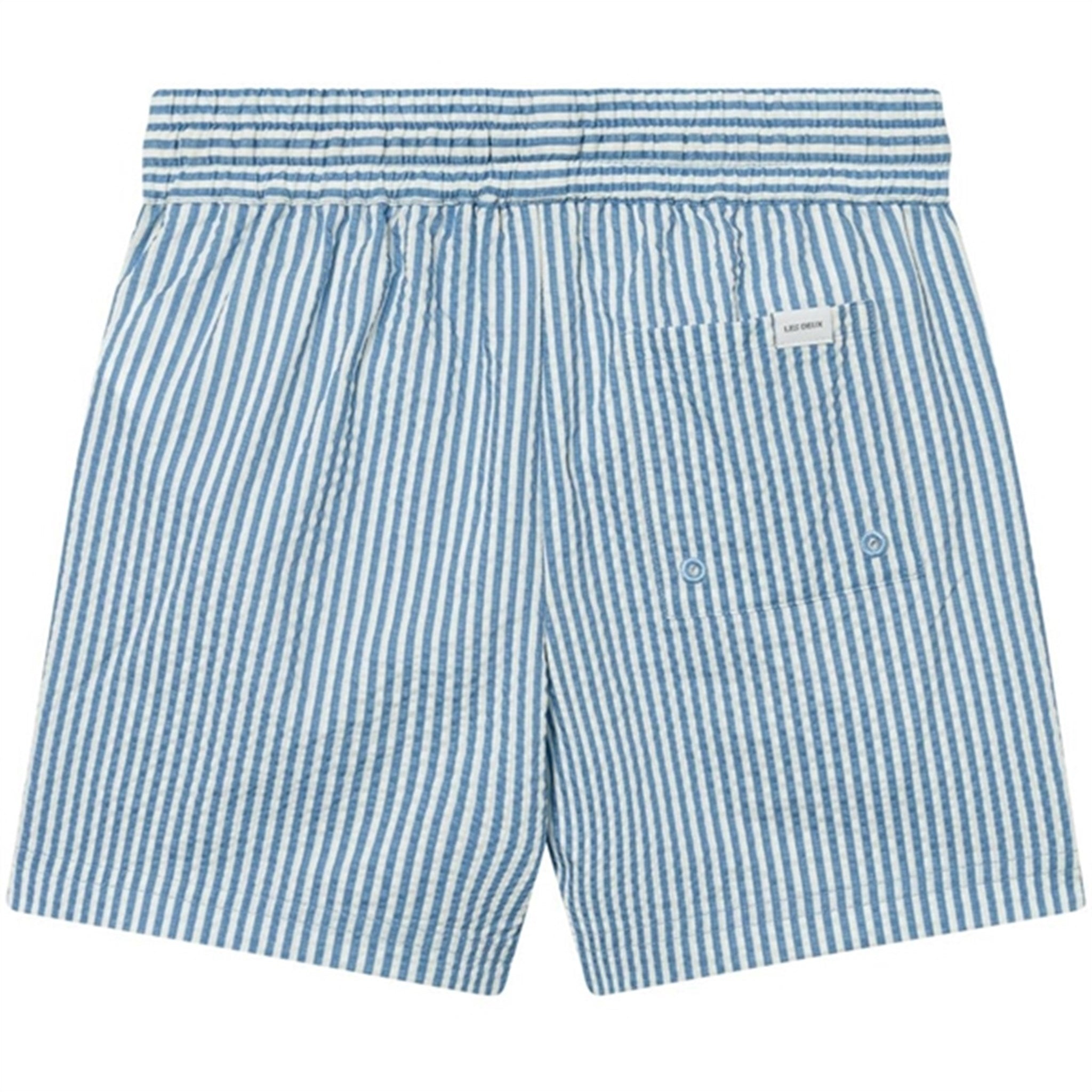 Les Deux Kids Washed Denim Blue/Light Ivory Stan Stripe Seersucker Badeshorts 4
