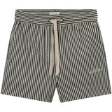 Les Deux Kids Olive Night/Ivory Stan Stripe Seersucker Badeshorts