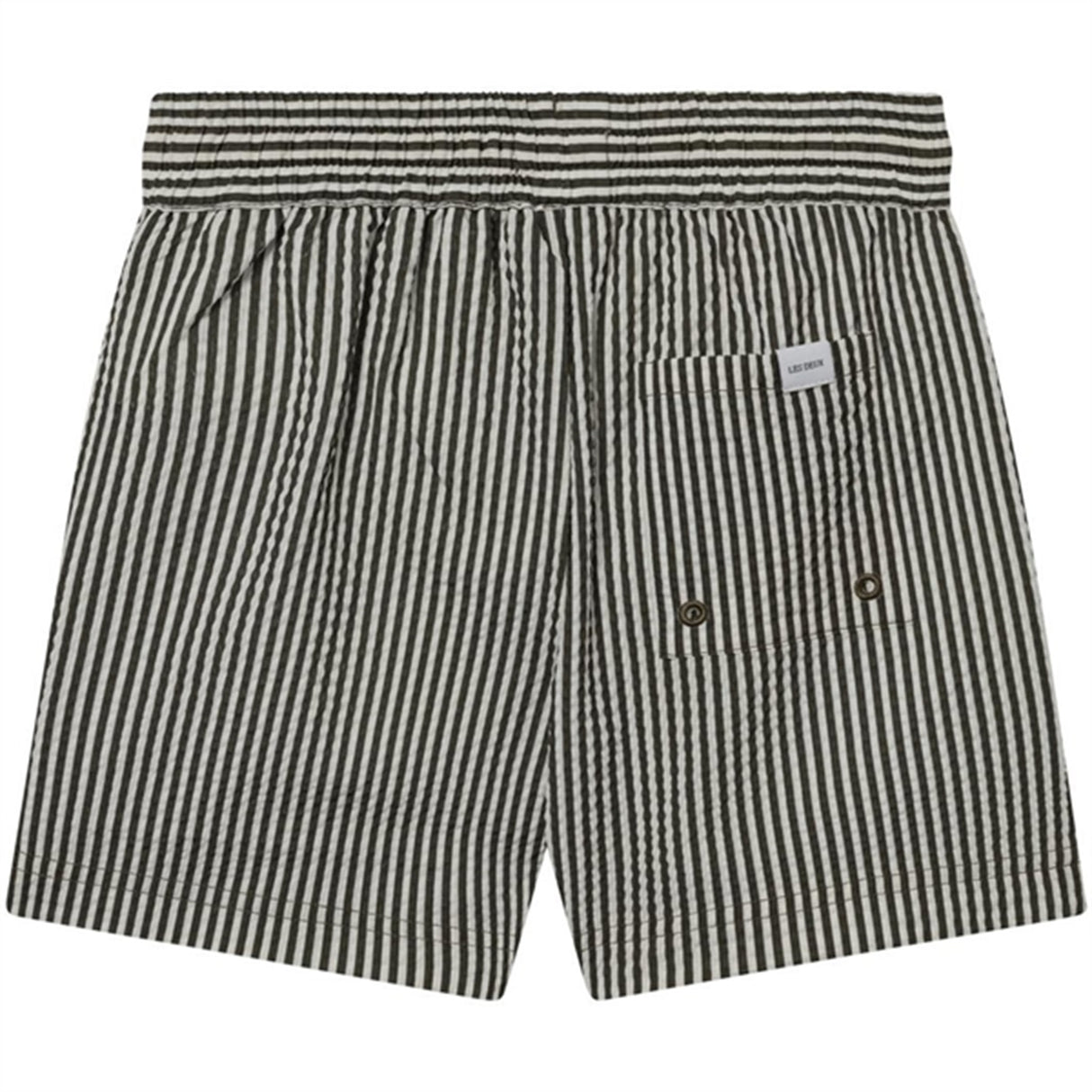 Les Deux Kids Olive Night/Ivory Stan Stripe Seersucker Badeshorts