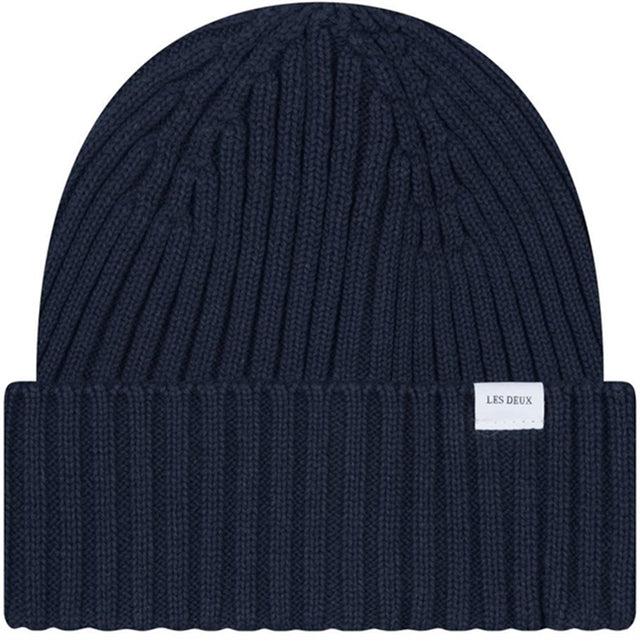 Les Deux Kids Dark Navy Walter Bomuld Rib Beanie