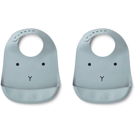 Liewood Tilda Silicone Hagesmæk Rabbit Sea Blue 2-Pak