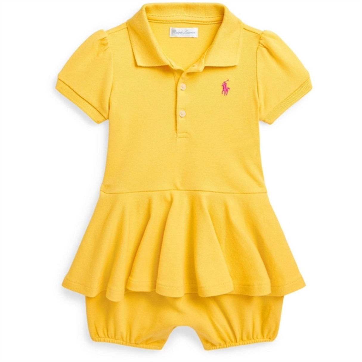 Ralph Lauren Baby Shortall Chrome Yellow W/ Bright Pink