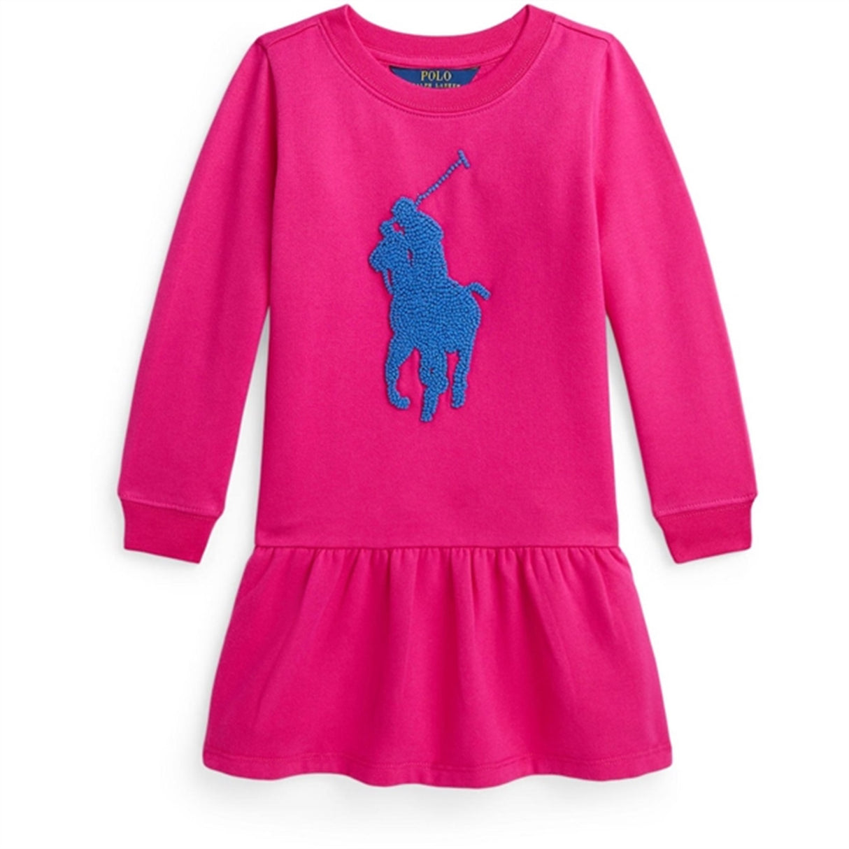 Polo Ralph Lauren Girls Kjole Bright Pink W/ Blue