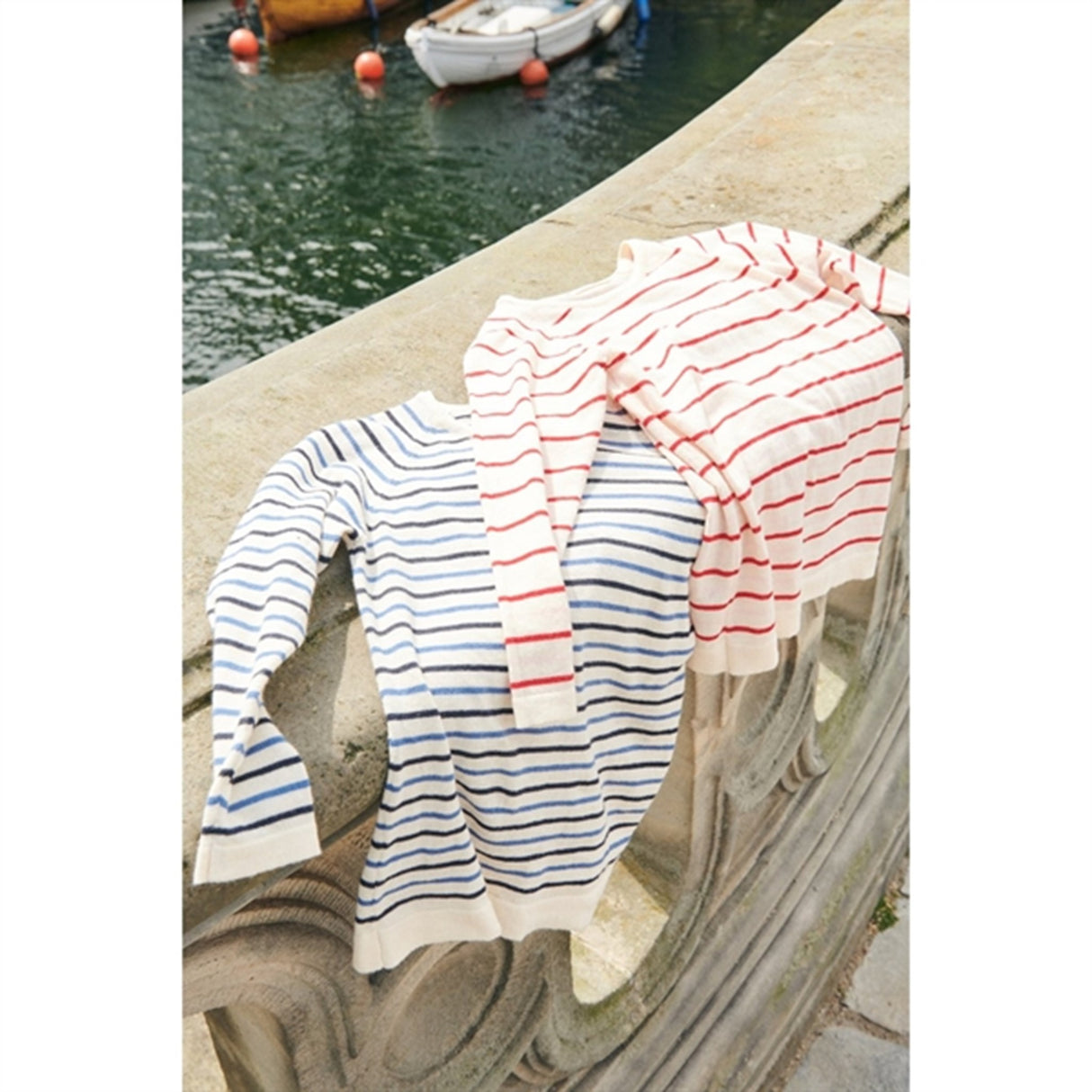 Copenhagen Colors Cream/Dusty Rose/Red Comb. Strik Bluse 5