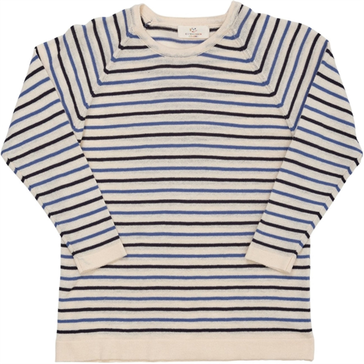 Copenhagen Colors Cream/Navy/Sky Blue Comb. Strik Bluse