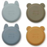 Liewood Iggy Silicone Skåle 4-Pack Golden Caramel Blue Multi Mix