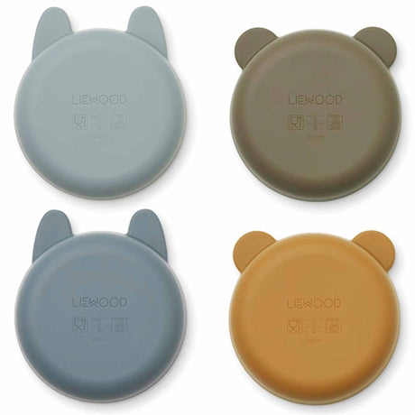 Liewood Iggy Silicone Skåle 4-Pack Golden Caramel Blue Multi Mix