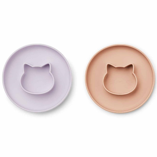 Liewood Gordon Silicone Tallerken 2-pak Cat Light Lavender Rose Mix