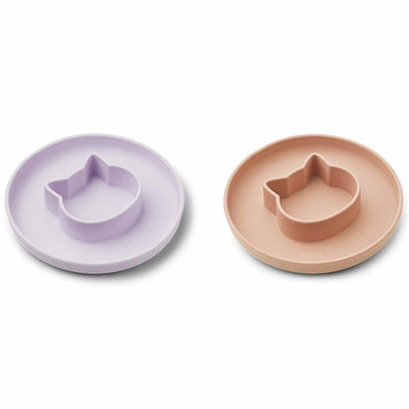 Liewood Gordon Silicone Tallerken 2-pak Cat Light Lavender Rose Mix 2