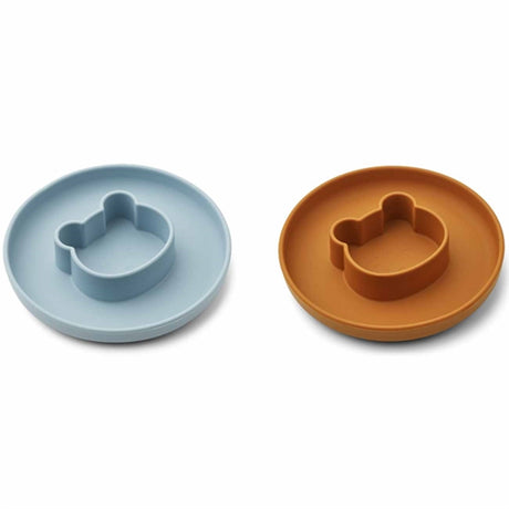 Liewood Gordon Silicone Tallerken 2-pak Mr Bear Sea Blue/Mustard Mix 2