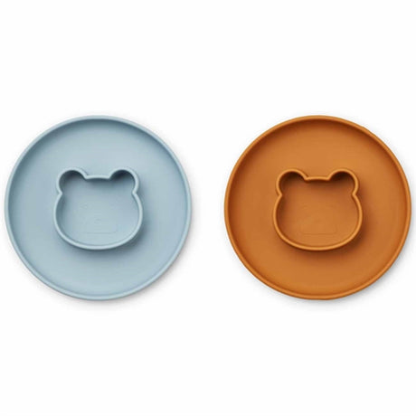 Liewood Gordon Silicone Tallerken 2-pak Mr Bear Sea Blue/Mustard Mix