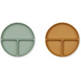Liewood Harvey Silikone Opdelt Tallerken 2-pak Peppermint/Golden Caramel Mix