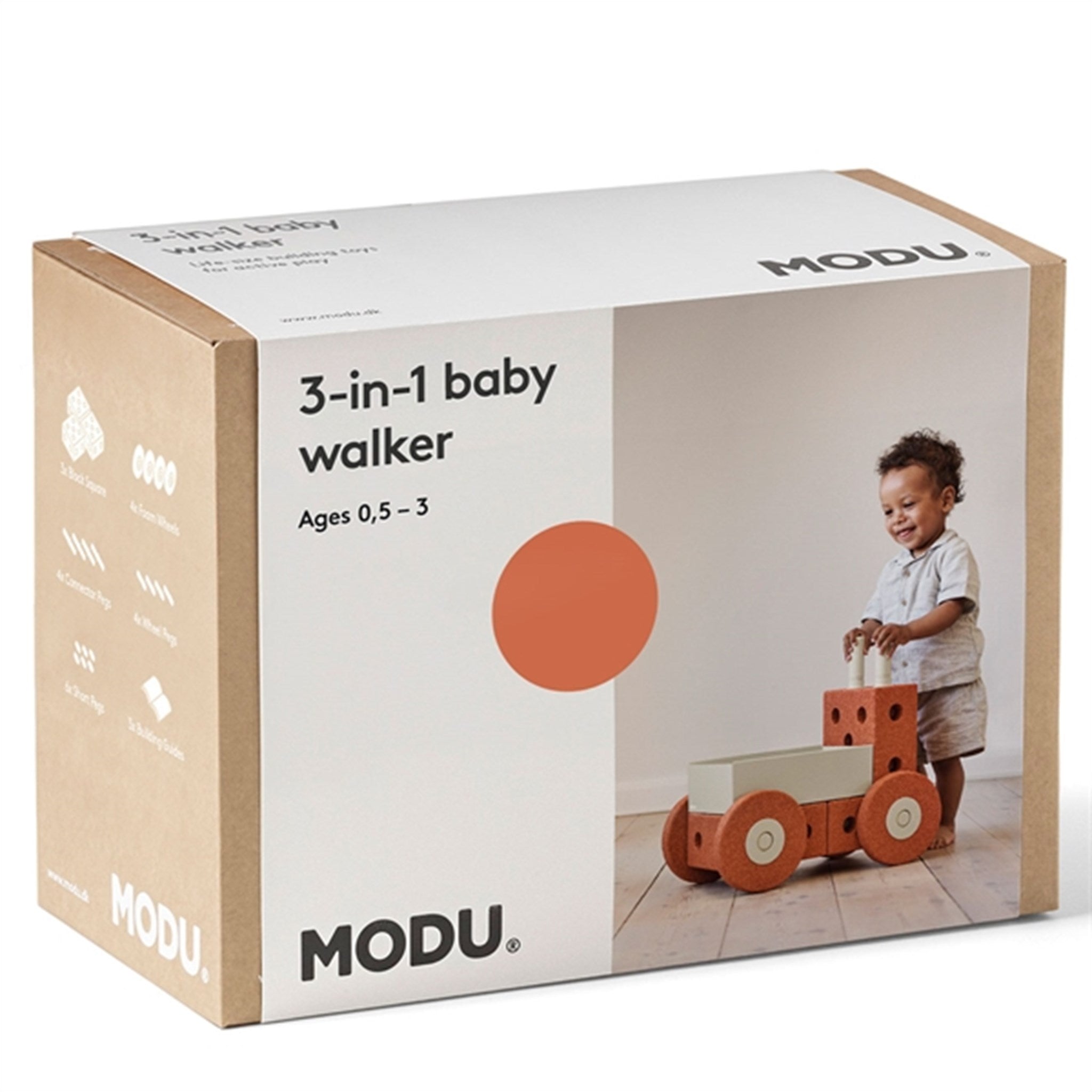 MODU 3-i-1 Baby Walker Burnt Orange/Dusty Green 6
