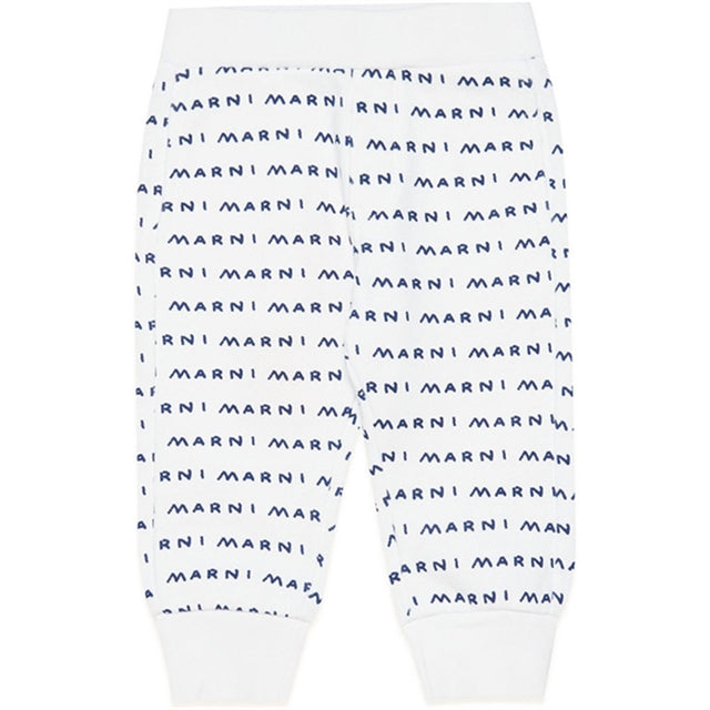 Marni White Blue Logo Sweatpants