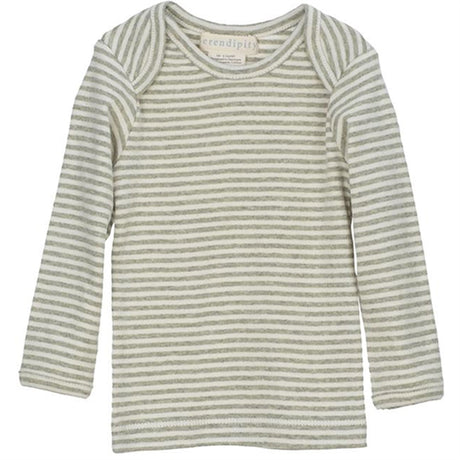 Serendipity Sage/Ecru Rib Baby Tee Stripe Bluse