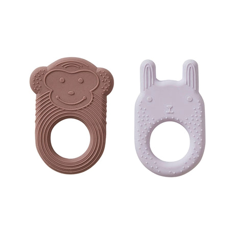 OYOY Ninka & Nelson Baby Teether 2-pack Choko/Lavender