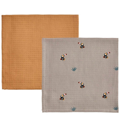 OYOY Toucan Muslin Stofble 2-pak Clay / Caramel