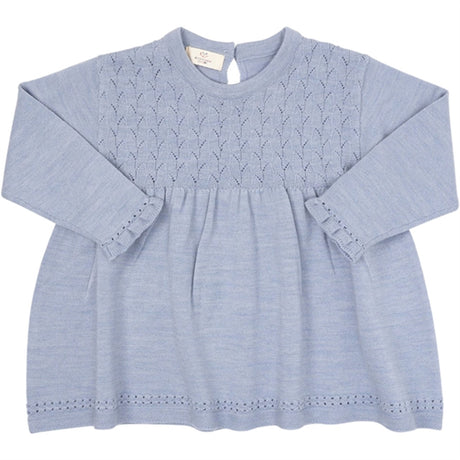 Copenhagen Colors Dusty Blue Merino Bluse Pointelle