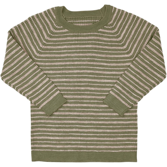 Copenhagen Colors Sage Green/Cream Comb Merino Classic Rib Bluse