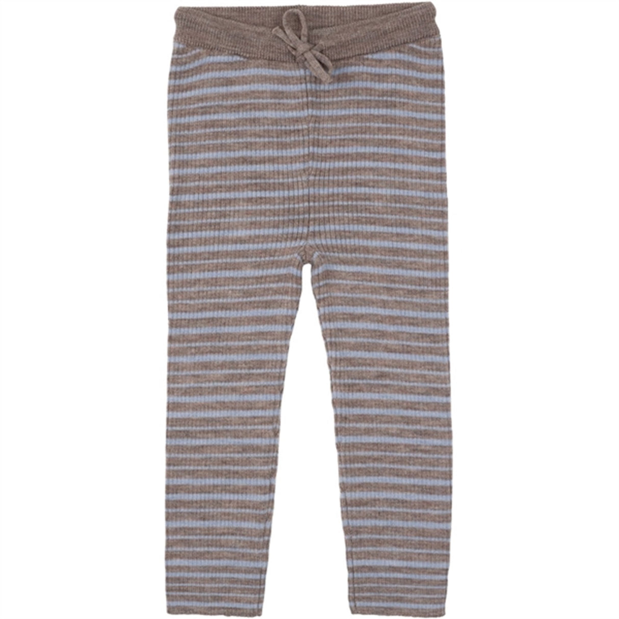 Copenhagen Colors Natural Mel/Dusty Blue Comb Merino Classic Rib Leggings m. Snøre