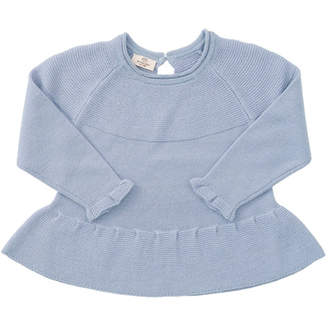 Copenhagen Colors Dusty Blue Merino Strik Bluse m. Frill