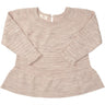 Copenhagen Colors Pale Cream Melange Merino Strik Mønster Bluse m. Frill