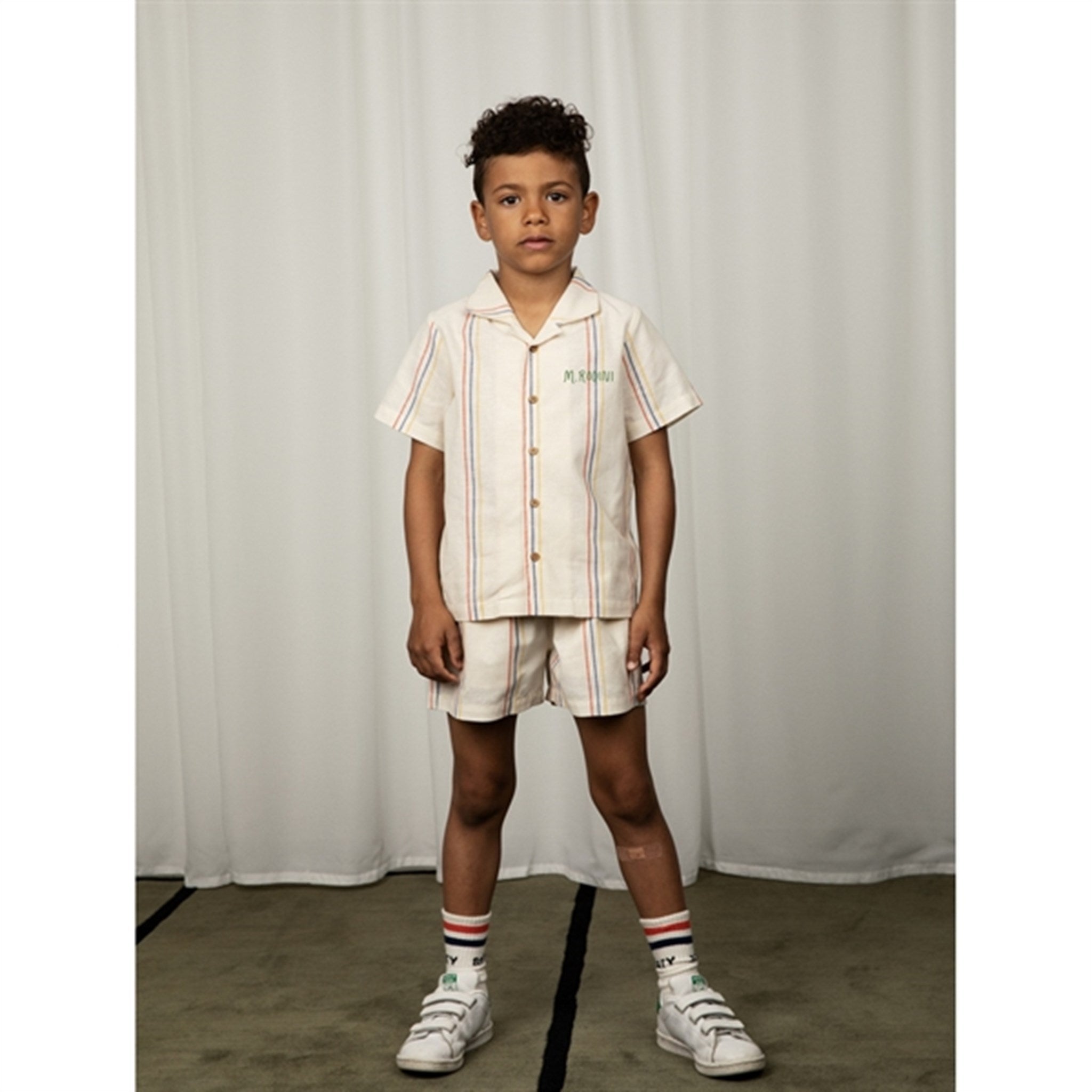 Mini Rodini Offwhite Stripe Y/D Woven Shorts 4