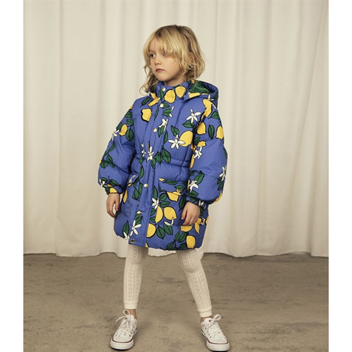 Mini Rodini Lemons Aop Heavy Puffer Jakke Blue 2