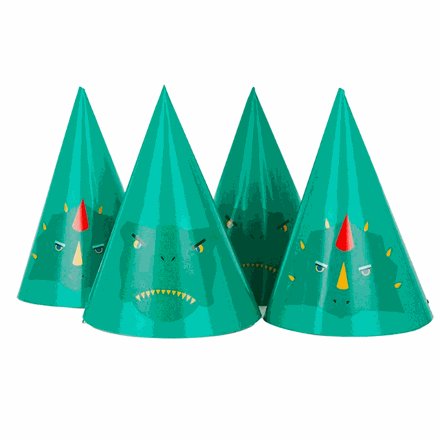 My Little Day Dino Party Hats 8 stk