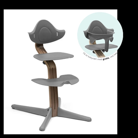 Stokke® Nomi® Stol Valnød Grey Inkl. Babysæt