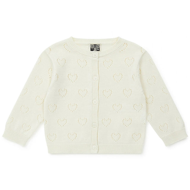 BONTON Cream Strik Cardigan