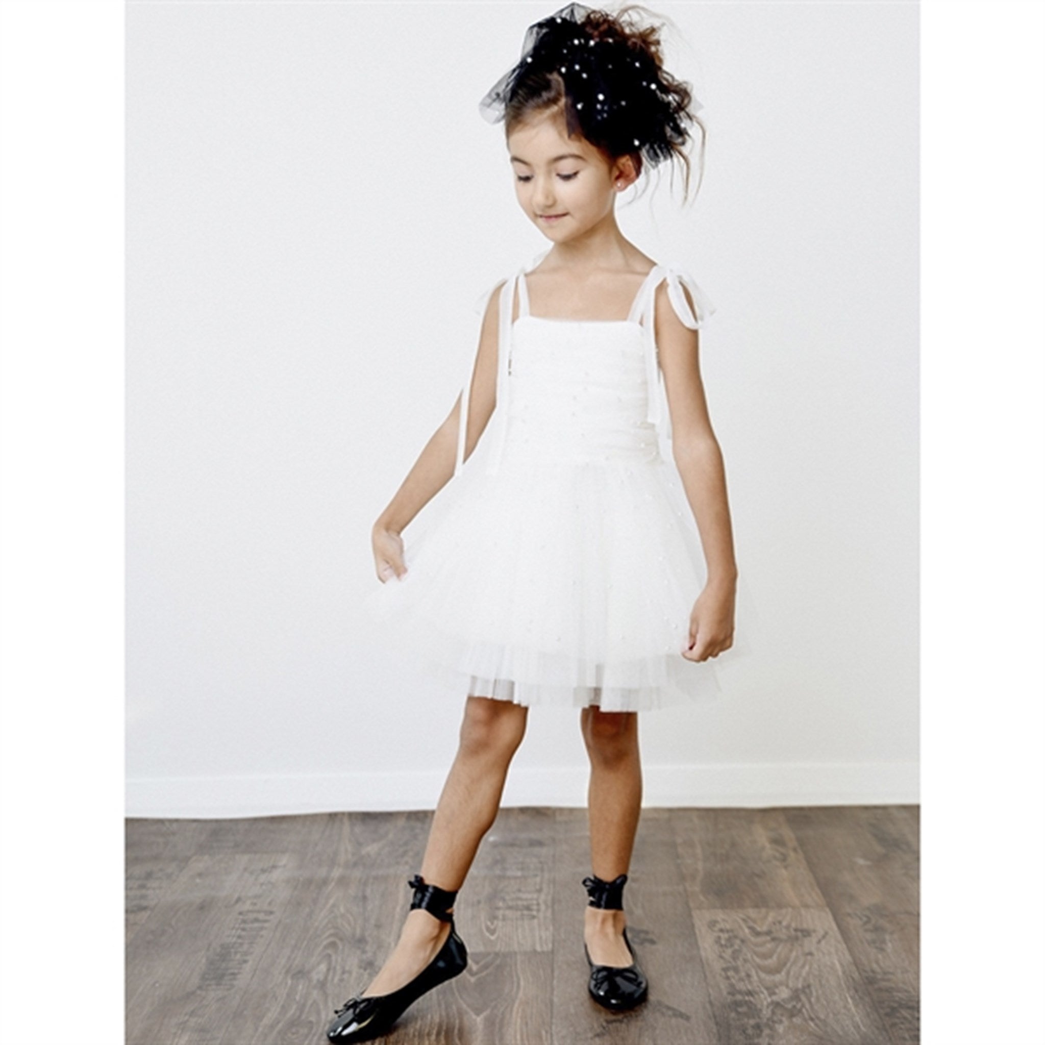 Dolly by Le Petit Tom Pearl Tulle Ballerina Kjole White 3