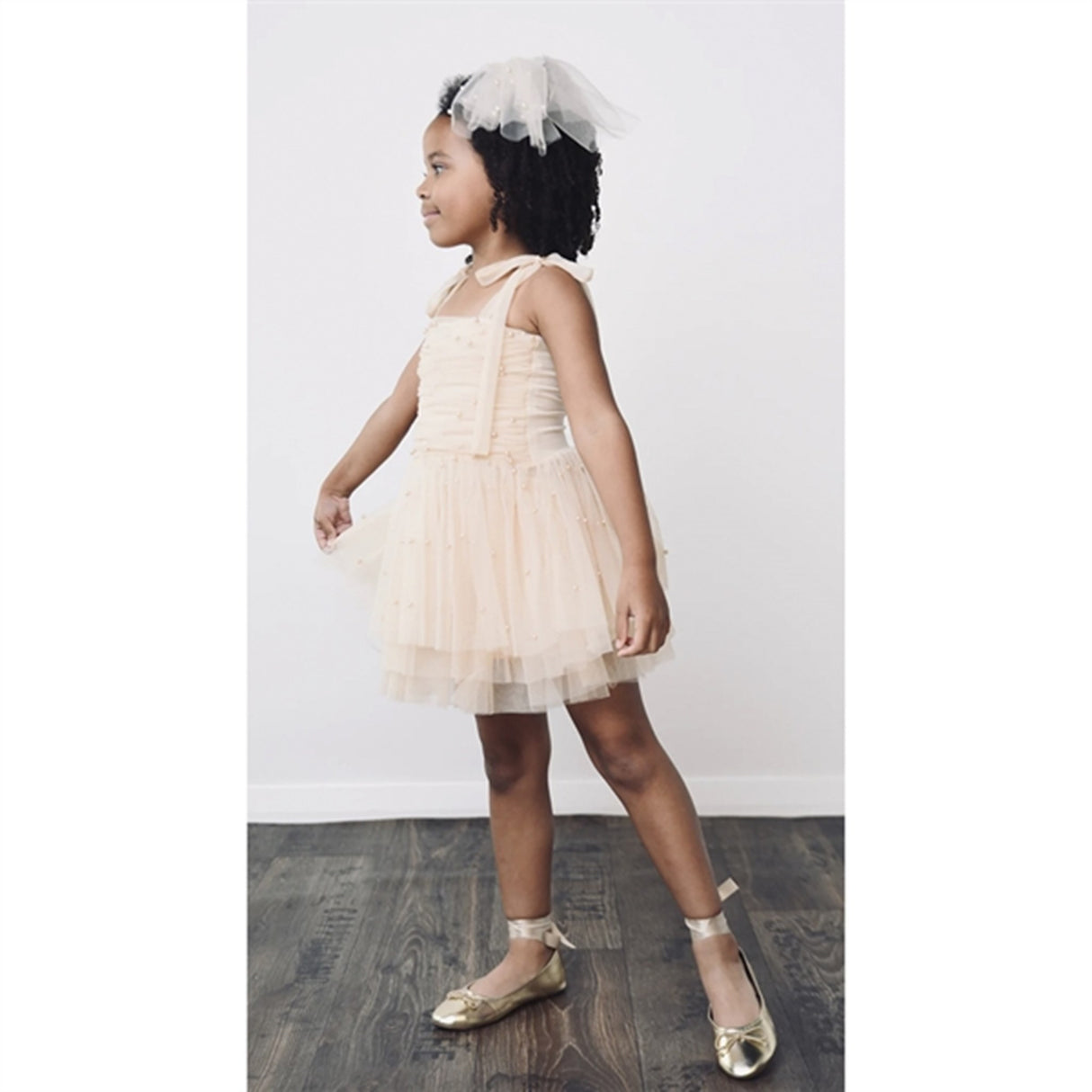 Dolly by Le Petit Tom Pearl Tulle Ballerina Kjole Cream 3