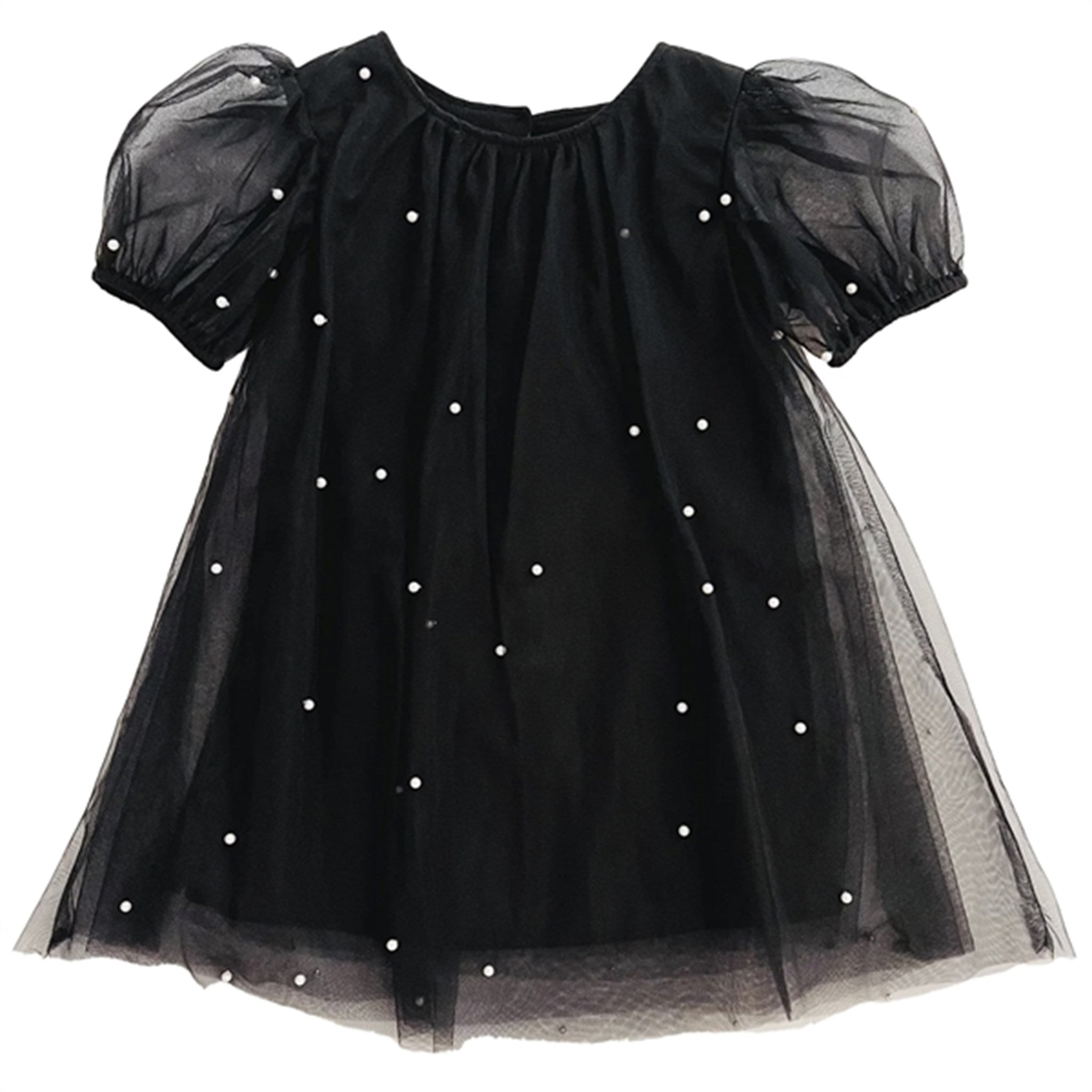 Dolly by Le Petit Tom Pearl Tulle Puff Aline Kjole Black