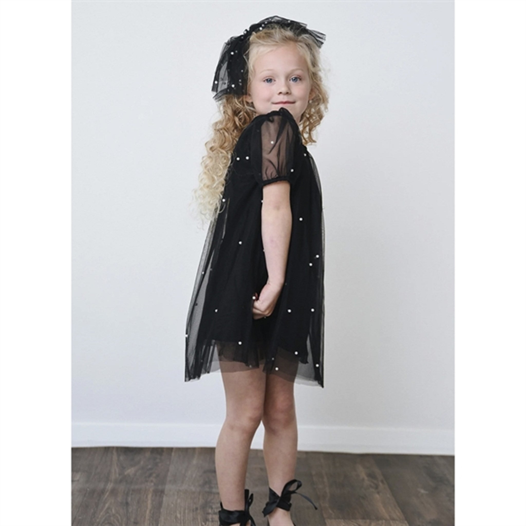 Dolly by Le Petit Tom Pearl Tulle Puff Aline Kjole Black 4