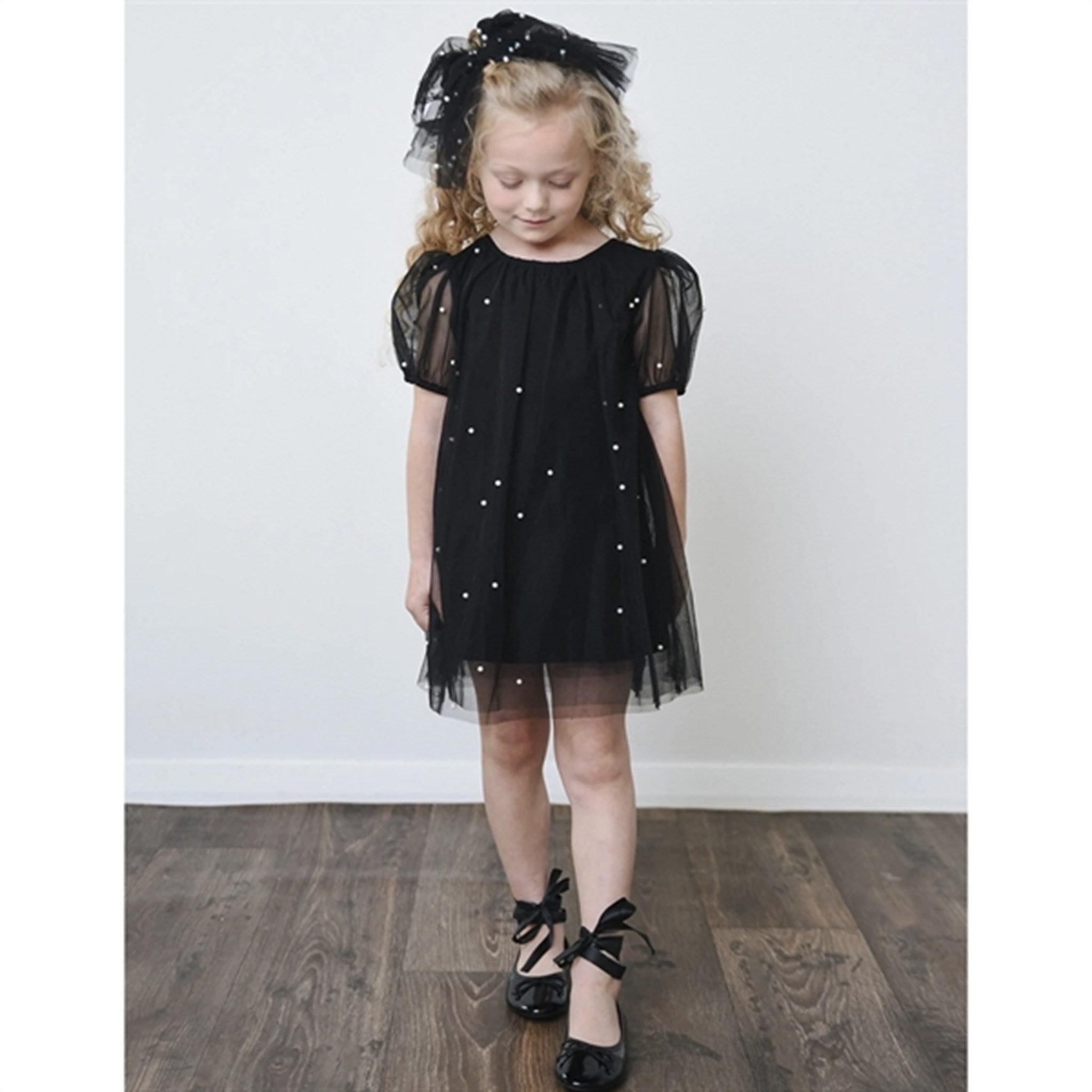 Dolly by Le Petit Tom Pearl Tulle Puff Aline Kjole Black 2
