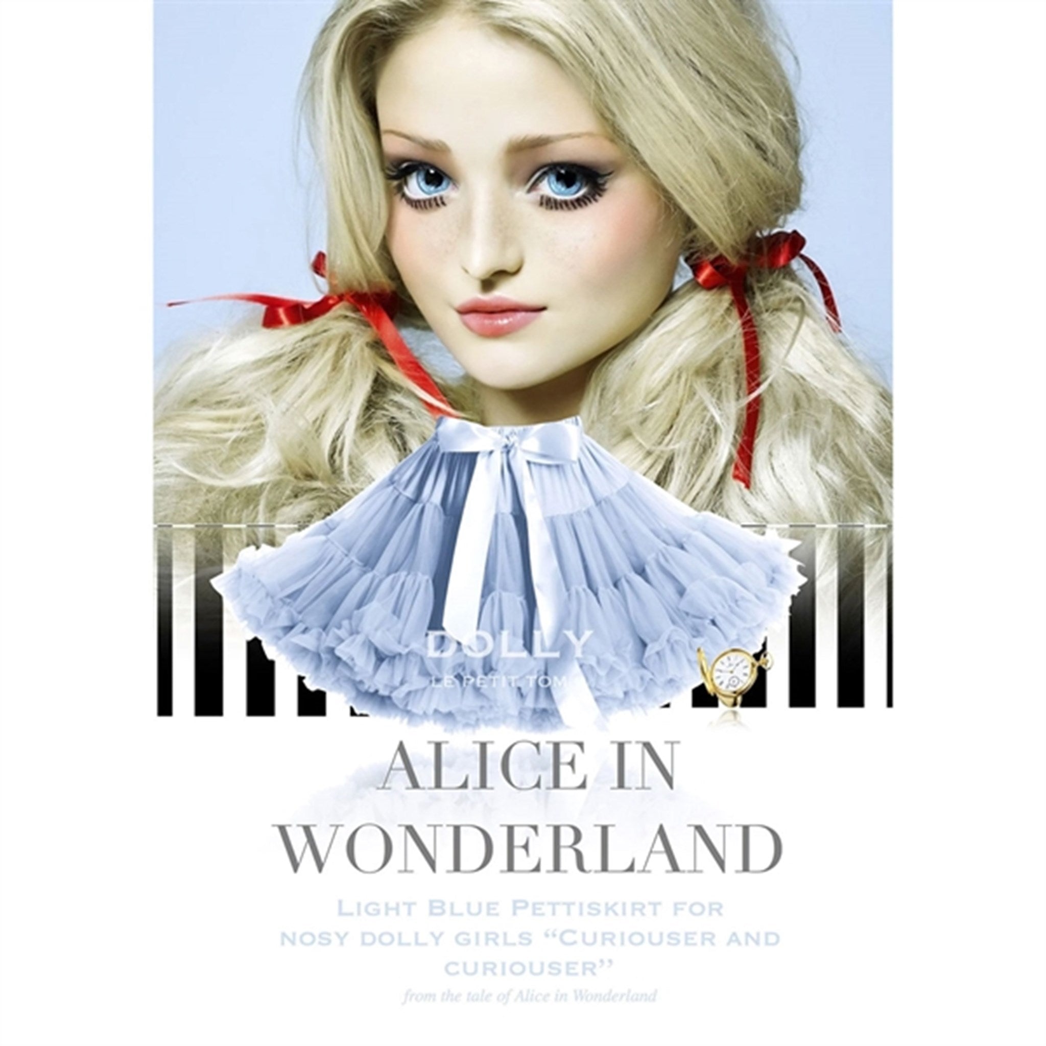 Dolly By Le Petit Tom Pettiskirt Alice In Wonderland Nederdel Light Blue 2